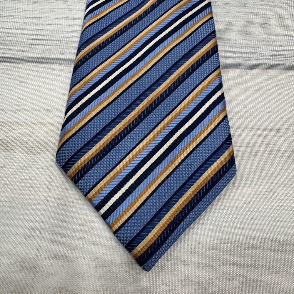 JZ Richards‎ Boulder Neck Tie Silk Blue Stripes Made in USA Mens Business Work